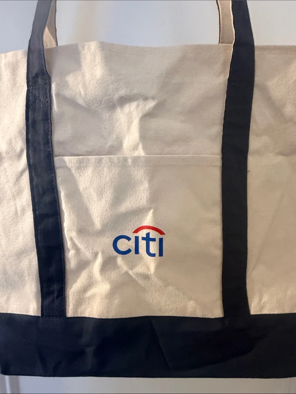 Citi Meta Beige and Black Canvas Tote Bag with Citi Logo